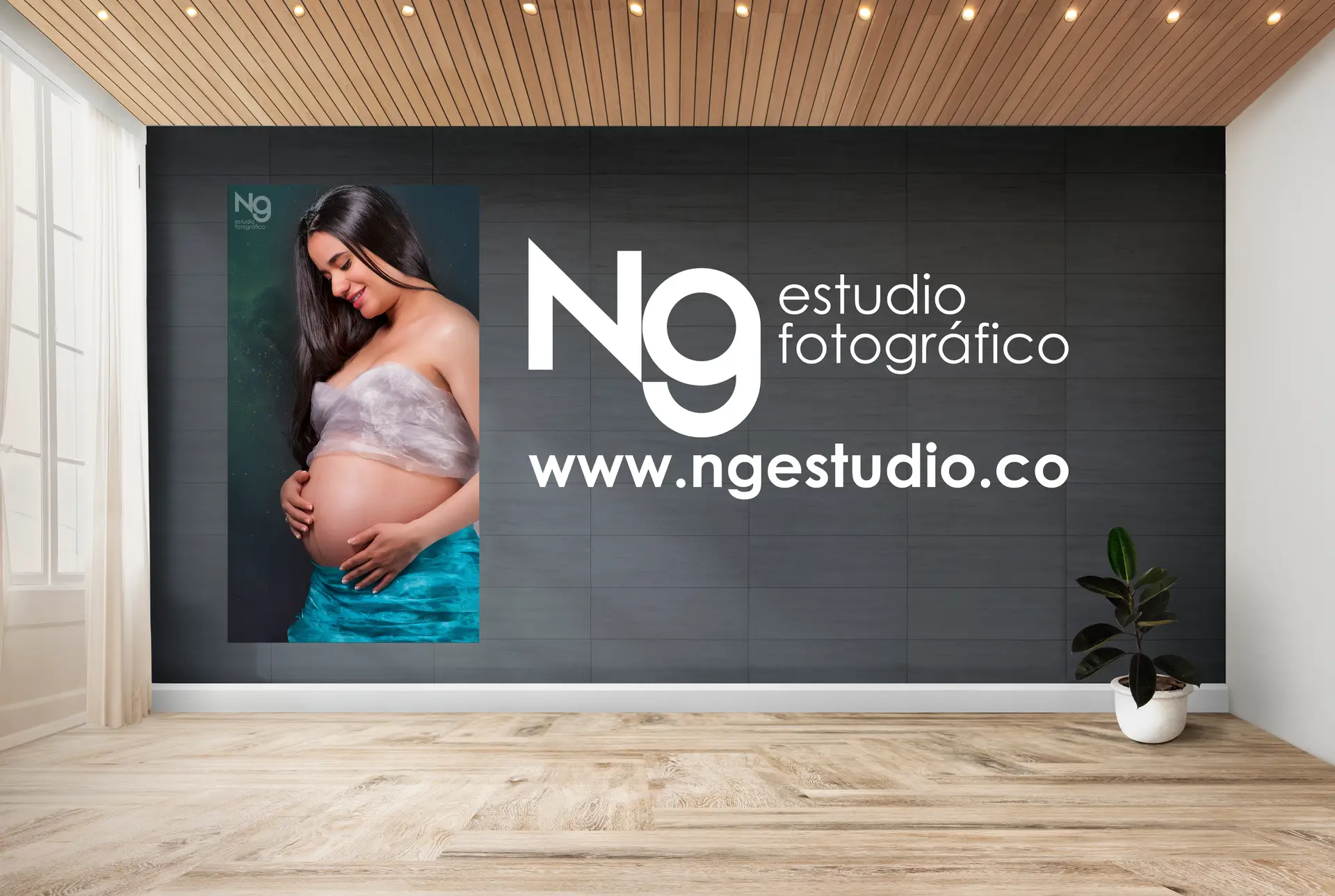 Plant against a black wall mockup